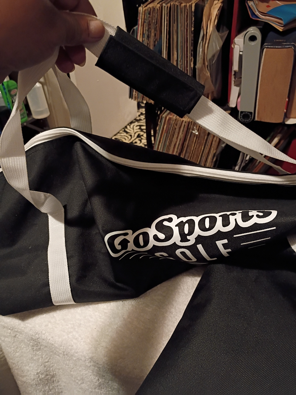 Black Duffel Bag with White Trim